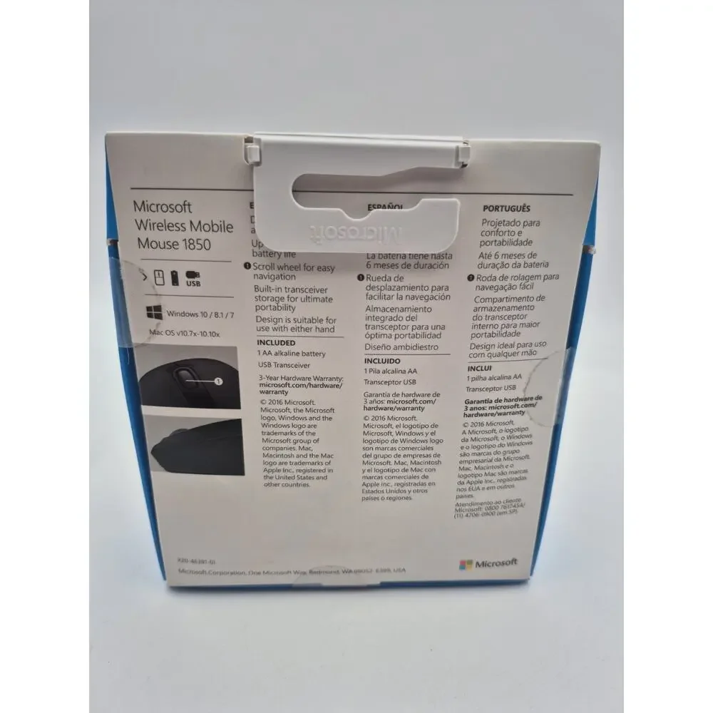 Microsoft Wireless Mobile 1850 Mouse Flame Red Right/Left Hand NEW